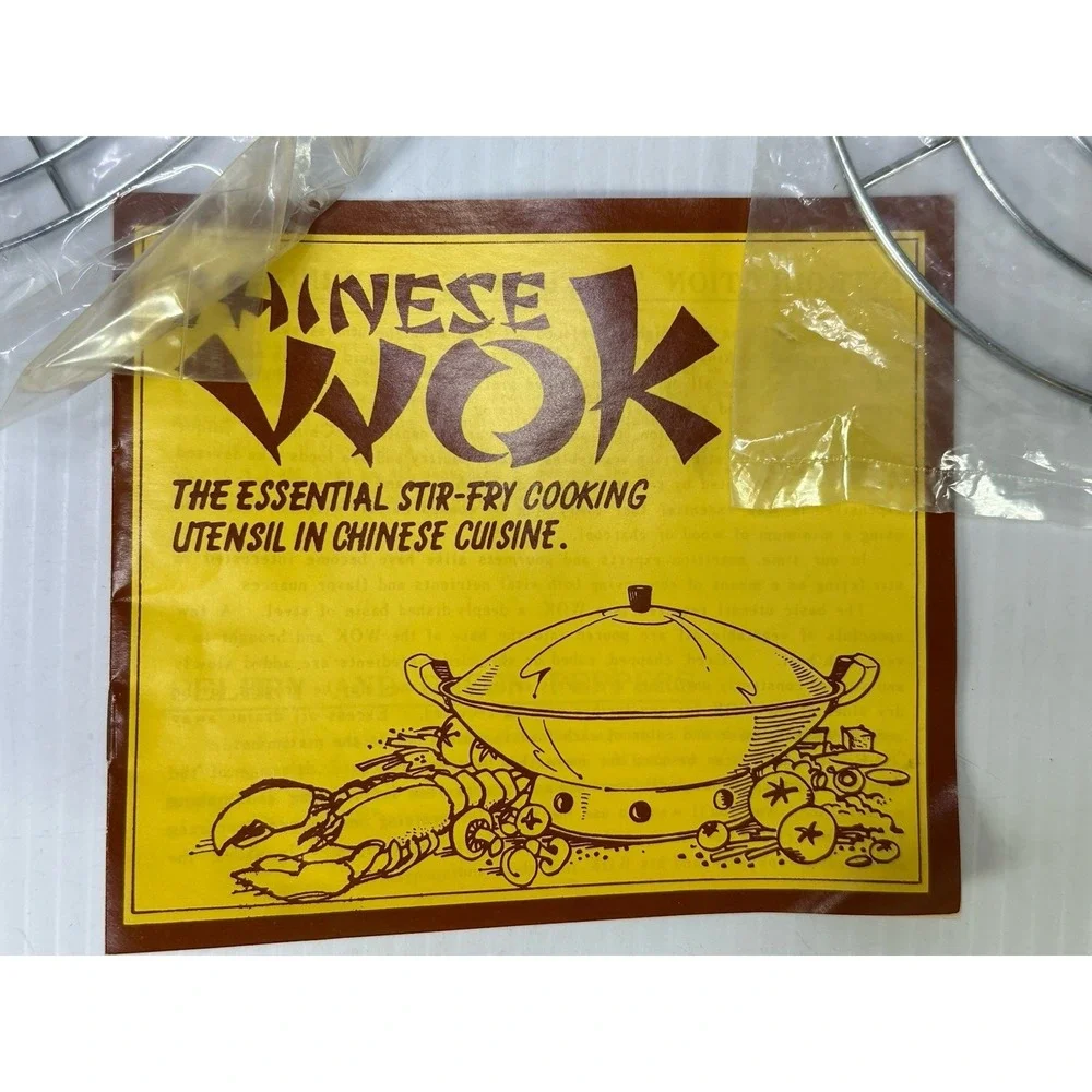 Vintage Pier 1 Mini Wok 6 Piece Nonstick Wok Lid Ring Steamer Tempura Book NOS